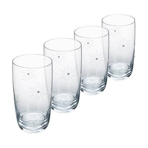 TEMPO-KONDELA SNOWFLAKE DRINK, sklenice na vodu, set 4 ks, s krystaly, 460 ml - SEKTOR NÁBYTEK s.r.o.