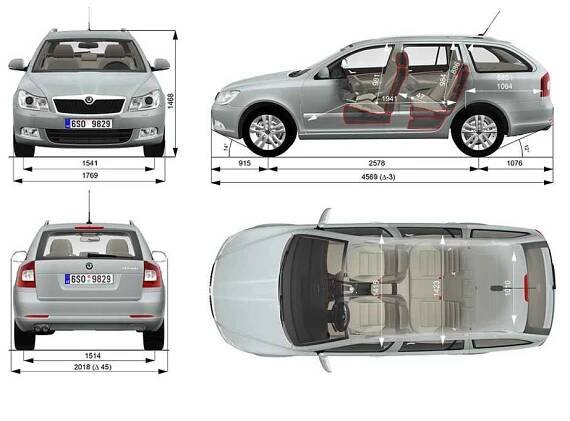 Rozměry Škody Octavia - facelift 2008.