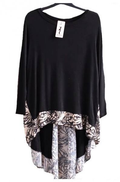 Dámská černo-krémová asymetrická svetrová halenka/ MODA/ XXXL/XXXXL (48/50/52)/ na štítku nic / ANGLIE