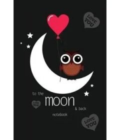 To The Moon and Back Notebook, Blank Write-in Journal, Dotted Lines, Wide Ruled, Medium (A5) 6 x 9 In (Black) (Everyday Write)(Paperback) (9781714383450)