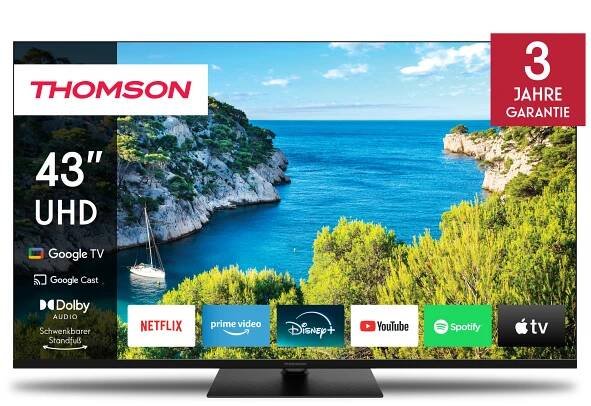 Obrázek produktu pro Thomson 43" (109 cm) 4K Ultra HD Smart Google TV, Wi-Fi, Dolby Audio, HDR10, Bluetooth 5.1, trojitý tuner, HDMI, CI+, panel  - 43UG5C14