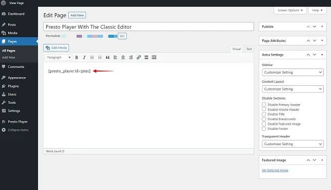 Presto Player With The Classic Editor