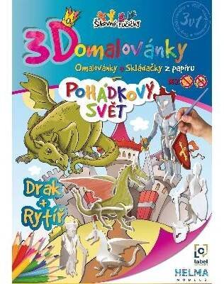 3D omalovánky - Pohádkový svět Drak a rytíř, 1 ks