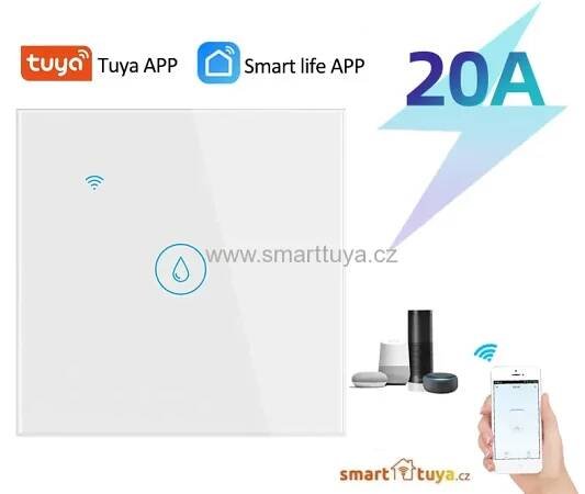 Wi-Fi chytrý spínač pro ohřívače vody (bojlery), 20A - TUYA, Android/iOS