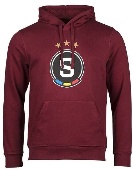Mikina Sparta basic logo s kapucí rudá