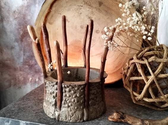 Šedá Beton-miska-klacíky "Ikebana na aranžování"
