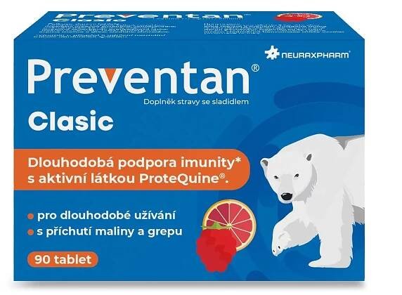 Preventan Clasic s příchutí maliny a grepu 90 tablet