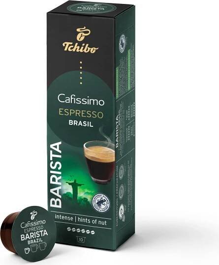 Kávové kapsle Tchibo Cafissimo Espresso Brasil, 10 kapslí (espresso, výrazné s oříškovou chutí), udržitelný a spravedlivý obchod