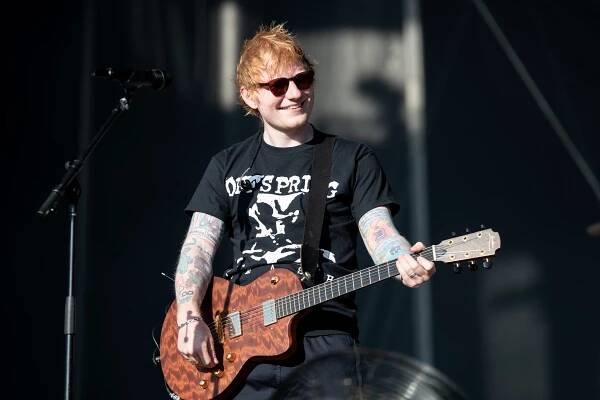 Ed Sheeran performs with The Offspring at 2024 BottleRock at Napa Valley Expo on May 26, 2024 in Napa, California. 