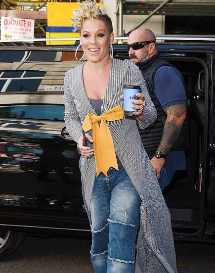 EXCLUSIVE: Singer Pink Seen At Kiss FM Studios In London