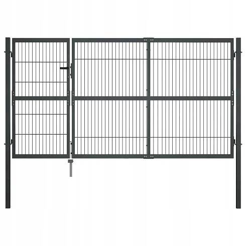Zahradní Plotová Brána Se Sloupky 350 X Ocel Antracitová / 140 cm
