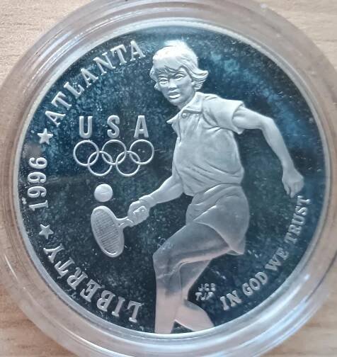 STŘÍBRO 900 Ag - USA 1 Dolar 1996 Olympiáda P, váha 26,7 g