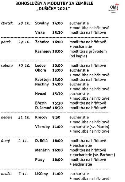 Dušičkové bohoslužby 2021 - OMI FARNOSTI-západ