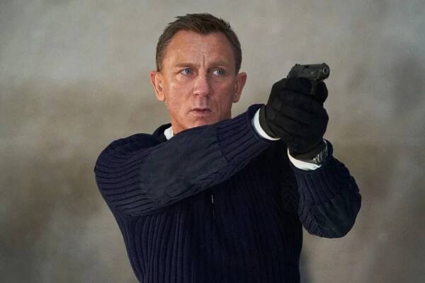An image collage containing 1 images, Image 1 shows James Bond aiming a gun