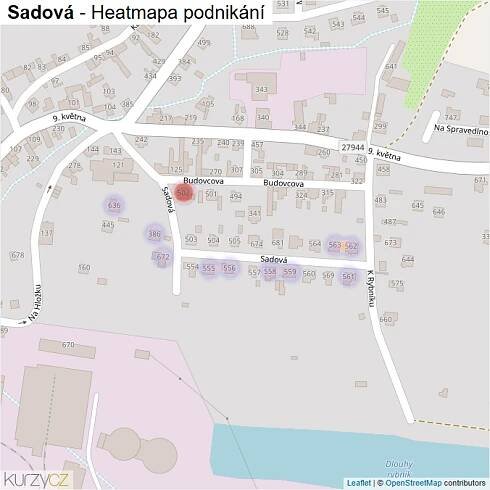 Mapa Sadová - Firmy v ulici.