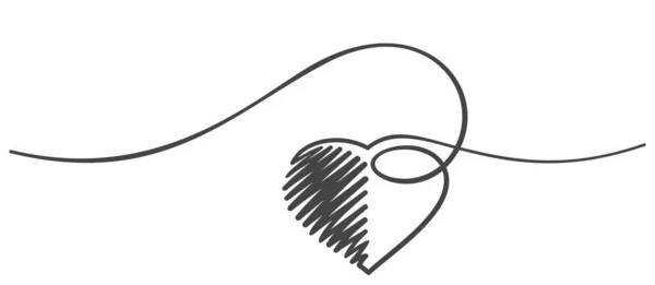 Kontinuální jedna čára kresba srdce, Ručně kreslené vektorové minimalistické ilustrace z jedné linie, černá reklama bílá grafika designový prvek pro Valentines den — Ilustrace
