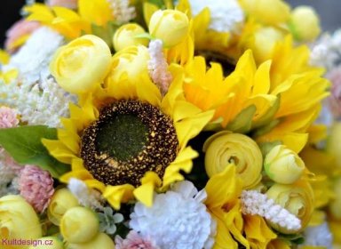 Svatební kytice Slunečnice a korsáž