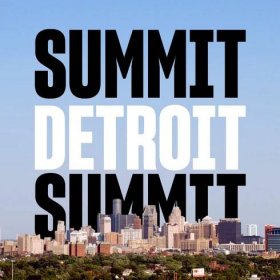 A photo of the Detroit skyline with "Summit Detroit" written behind the buildings.