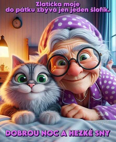 an older woman laying on top of a bed next to a cat
