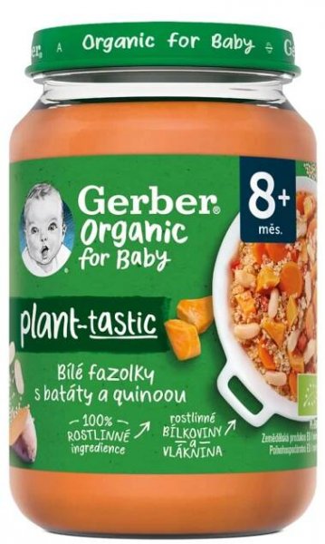Gerber Organic for baby 100% rostlinný příkrm Bílé fazolky s batáty a quinoou 8m+ 190g