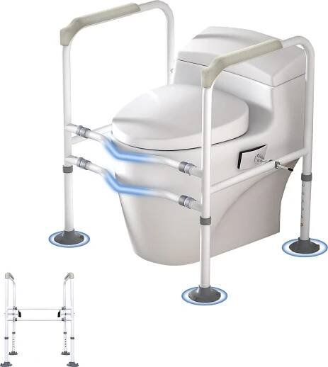 UISEBRT pomůcka pro postavení na záchod WC podpůrný rám WC pomůcka pro postavení na záchod pro seniory zvedák záchodového prkénka 6stupňové nastavení do 200 kg