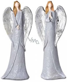 Anděl v šedých šatech se stříbrnými křídly polyresin 70 x 200 mm mix druhů