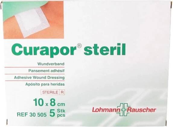 Náplast Curapor chirurgická sterilní 10x 8 cm/5 ks (Krytí a hojení ran) - Krycí
