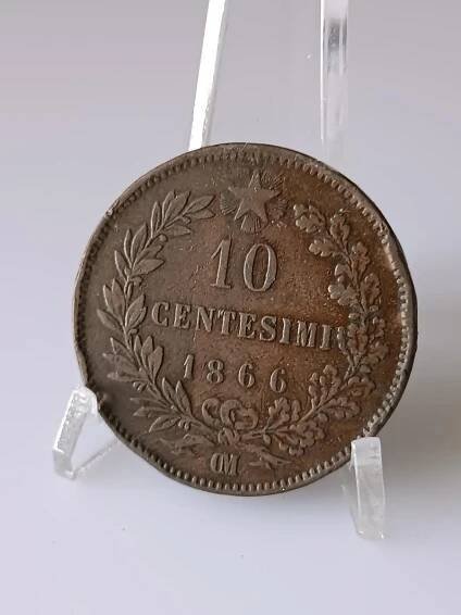 Itálie 10 centesimi 1866 varianta OM bez tečky (X12) - Numismatika