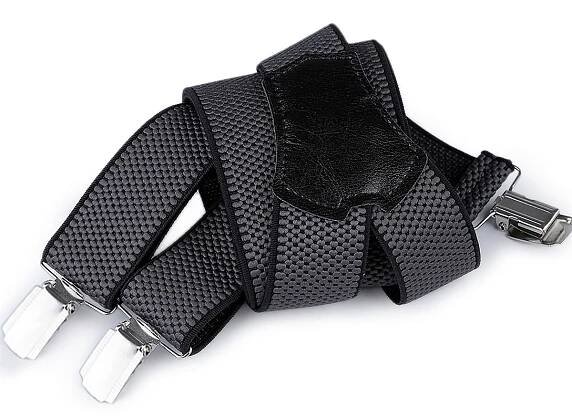 Šle pánské s texturou, délka 120cm, šíře 3,5cm, tvar Y, tmavě šedé, 650265/05