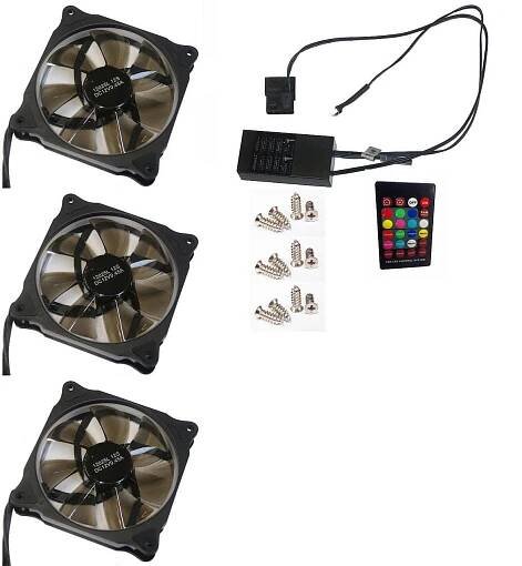 Ventilátor pro PC RGB 120mm (Ring type), set 3ks + controller