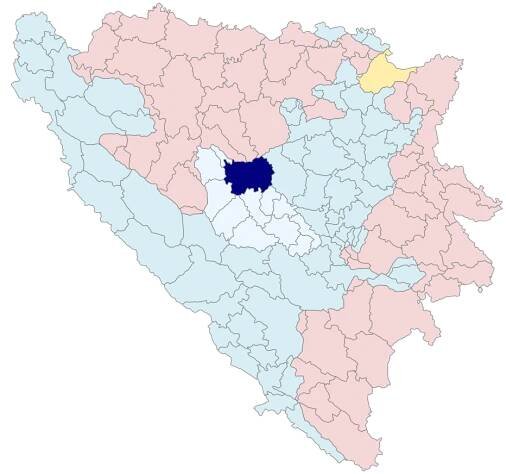 mesto na mape Bosny a Hercegoviny