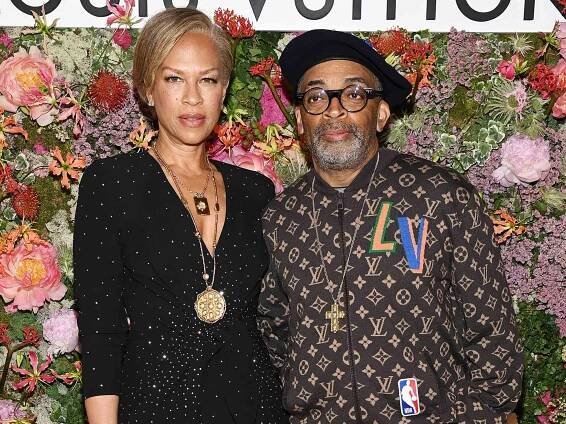 Tonya Lewis Lee and Spike Lee attend the Louis Vuitton Dinner at Fred L'Ecailler during the 74th annual Cannes Film Festival 