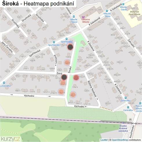 Mapa Široká - Firmy v ulici.