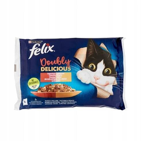 FELIX Doubly Delicious Selections v želé (hovězí maso/drůbež krůta/játra)