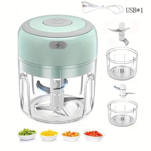 hackmühle, gemüsehacker, elektrischer knoblauchzerkleinerer, usb-aufladbarer mini-hackmaschine, leistungsstarker kleiner küchenroboter, gemüsereibe für ingwer, chili, obst und fleisch (250ml)