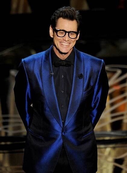 Jim Carrey speaks onstage during the Oscars at the Dolby Theatre in Hollywood, California.