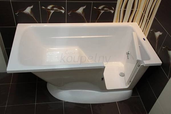 BudoPlast MODERN Volně stojící sedací vana s dvířky, Stranová varianta: pravá - Vany s dvířky