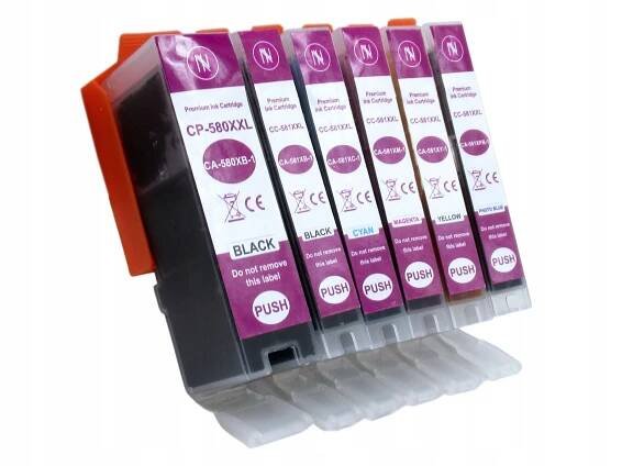 6x INKOUSTOVÉ NÁPLNĚ TISKÁRNY CANON PIXMA TS6250 TS6251 TS6300 TS6350 TS6351 TS8100 Kód výrobce PGI 580 | CLI 581 / 2103C004 MULTI PACK