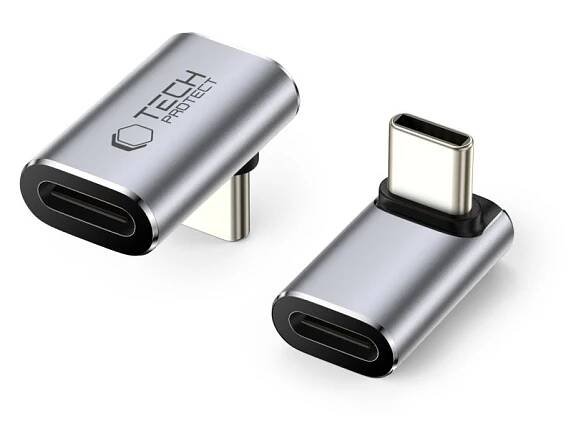Tech-Protect UltraBoost AA02 90° USB-C úhlový adaptér PD 100W šedý