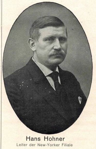 Hans Hohner, Innentitel (Ausschnitt) des Hohner Katalogs, 1908