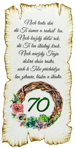 Tabuľka k narodeninám 70 - Darčeky pre každého