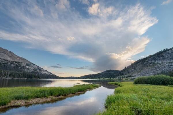 Evening storm clouds refelcted in Big Sandy Lake, Bridger Wilderness, Wind River Range Wyoming