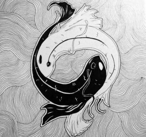 Yin Yang Fish in Harmony Wallpaper