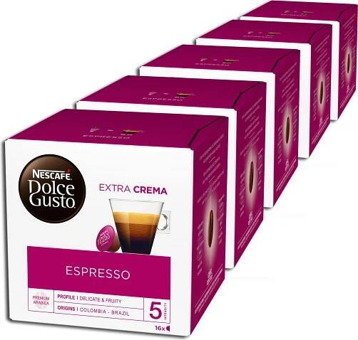 Nescafé Dolce Gusto Espresso, káva, kávové kapsle, balení 5 x 16 kapslí