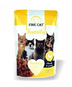 FINE CAT Family kapsičky pro kočky s DRŮBEŽÍM v omáčce 100g