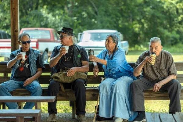 Wes Studio as Bucky, Gary Farmer as Uncle Brownie, Casey Camp-Horinek as Irene, Graham Greene as Maximus in 'Reservation Dogs'