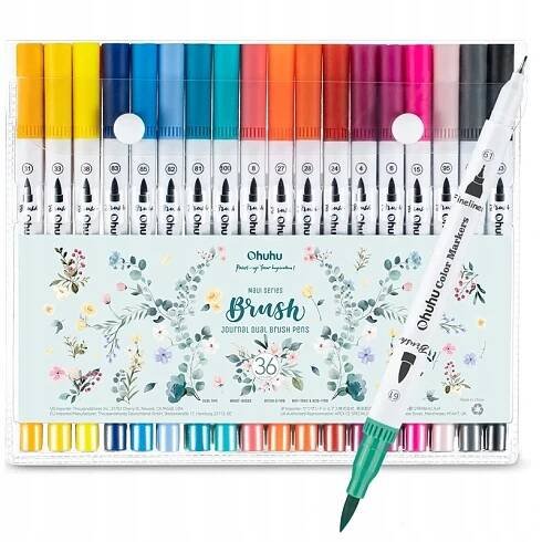 Akvarelové fixy OHUHU Aqua Brush Marker, 36ks