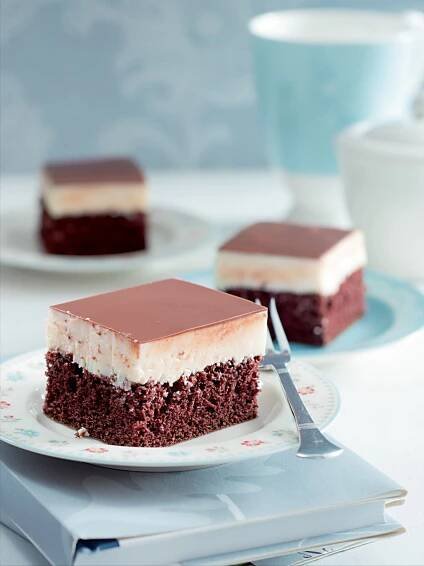 Míša řezy - Czech Dessert with Cocoa Sponge and Chocolate Glaze