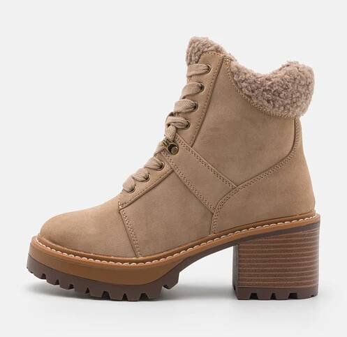 Šněrovací kotníkové boty - beige