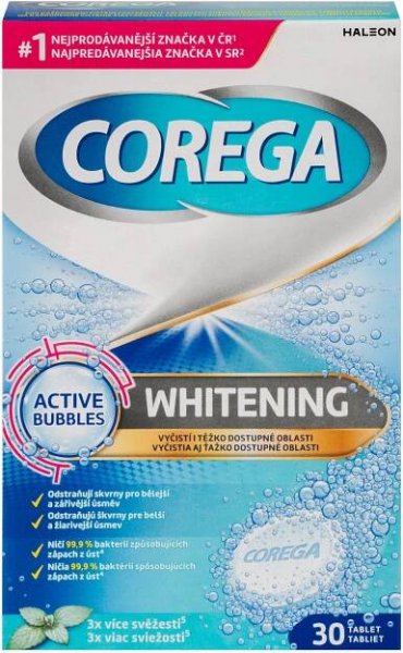COREGA Tablety antibakteriální Whitening 30 ks 69 Kč
